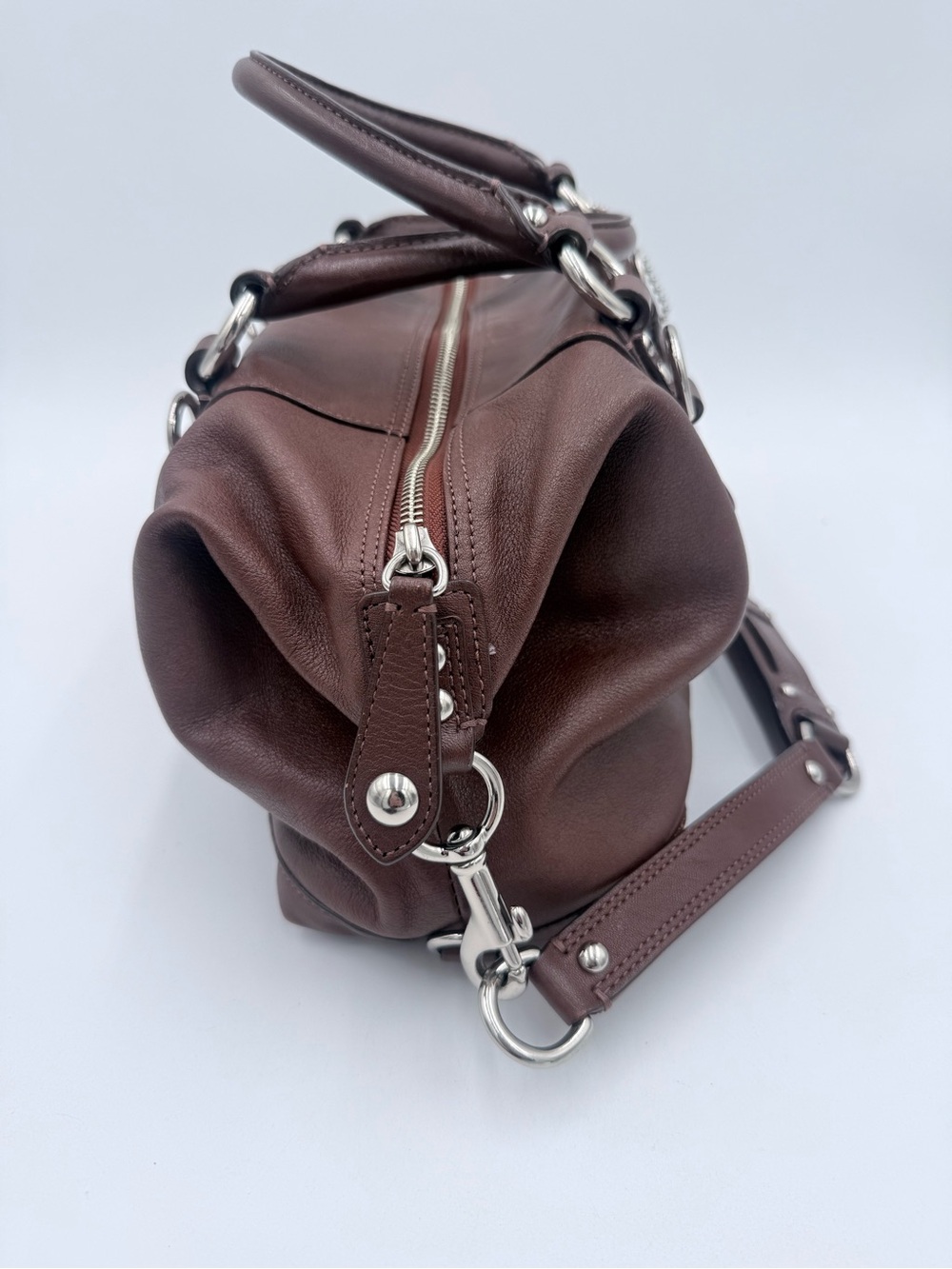 Y2K Coach Ashley F15445 Brown Leather Handbag Satchel Hobo W/ Dust Bag Excellent - Picture 4 of 11
